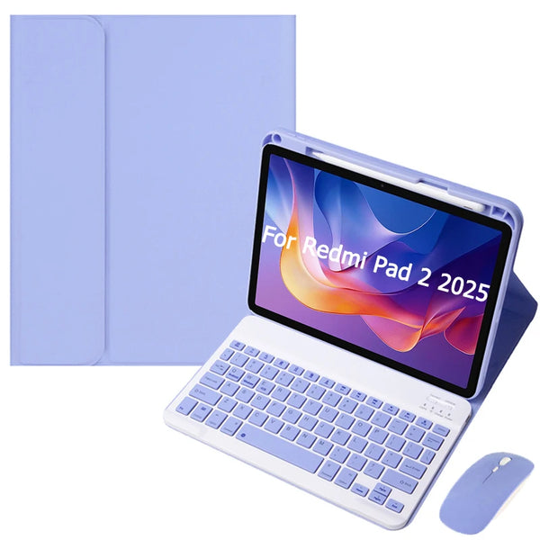 Case with Keyboard for Xiaomi Redmi Pad 2 2025 11 inch Stand Cover with Pencil Slot Spanish Portuguese Russian English Keyboard