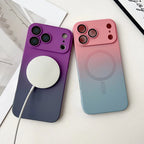 Gradient fine hole lens film magnetic silicone phone case for iPhone 17 16 15 14 13 12 11 Pro Max Air magsafe charging soft case