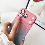 Gradient fine hole lens film magnetic silicone phone case for iPhone 17 16 15 14 13 12 11 Pro Max Air magsafe charging soft case